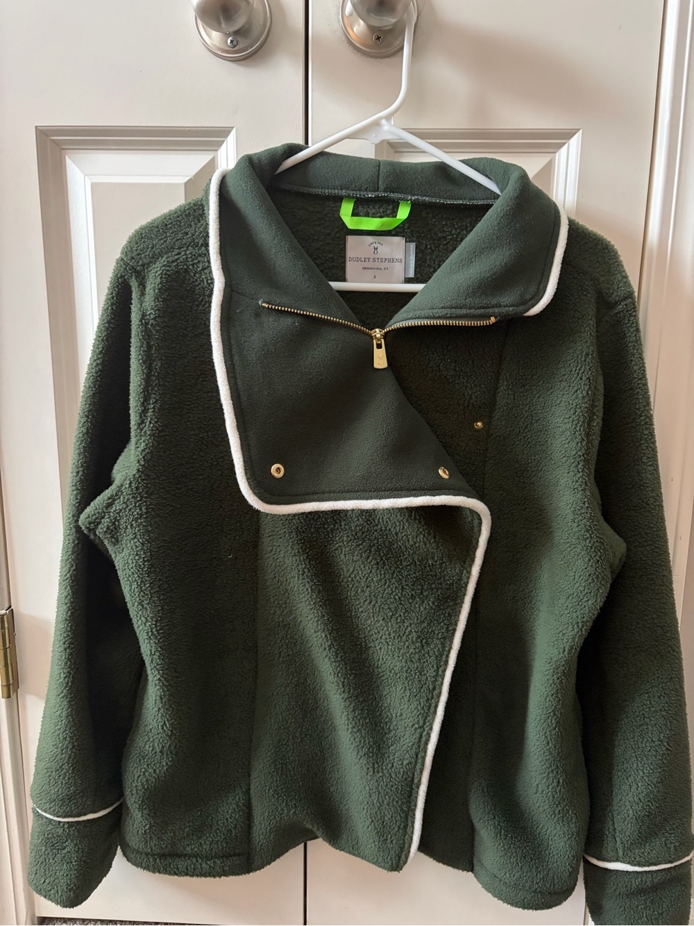 Dudley Stephens Blythe Sherpa Jacket Green White Trim Small